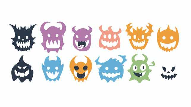 Happy Halloween. Monster colorful silhouette face