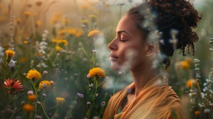 Serene Woman Embracing Nature's Essence