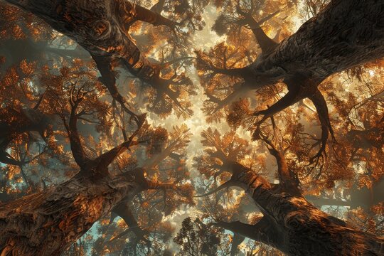 An Intricate 3D Fractal Forest With An Infinite Depth Of Crystalline Trees And Kaleidoscopic Foliage.