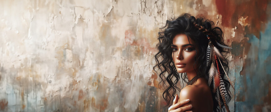 Coiffure femme avec plumes