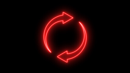Glowing neon line Refresh icon isolated on black background. Reload symbol. reload icon animation.