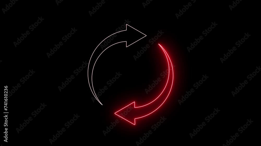 Aufkleber glowing neon line refresh icon isolated on black background. reload symbol. reload icon animation.