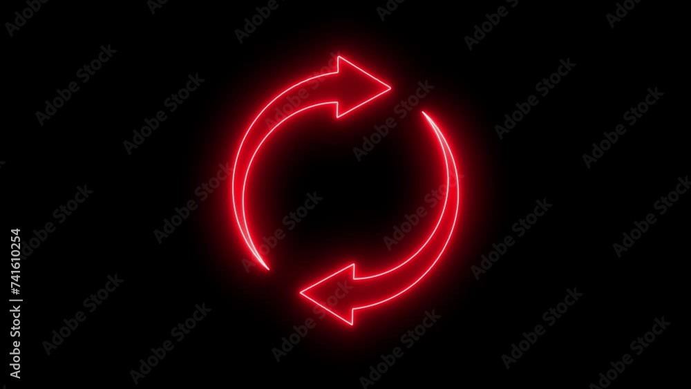 Aufkleber glowing neon line refresh icon isolated on black background. reload symbol. reload icon animation.
