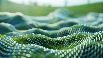 Foto auf Glas Hexagonal Mesh Landscape on HIll Technology © Ariestia