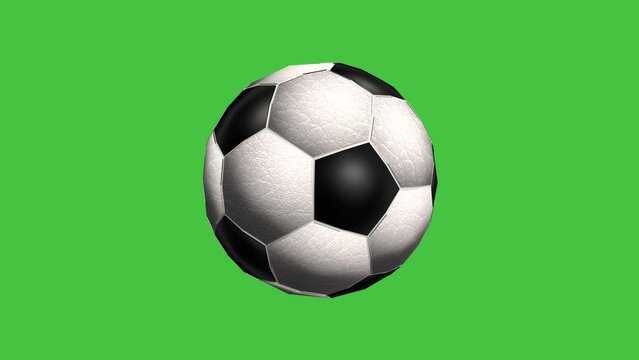 rotating football,soccer ball isolated on green screen