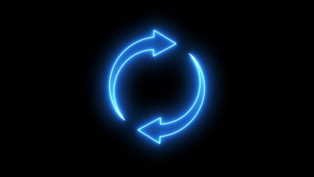 Glowing neon line Refresh icon isolated on black background. Reload symbol. reload icon animation.
