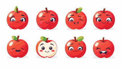 Red apple icon. Cute cartoon kawaii smiling baby