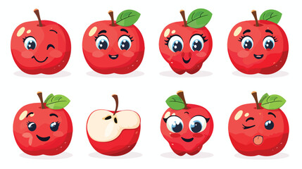Red apple icon. Cute cartoon kawaii smiling baby