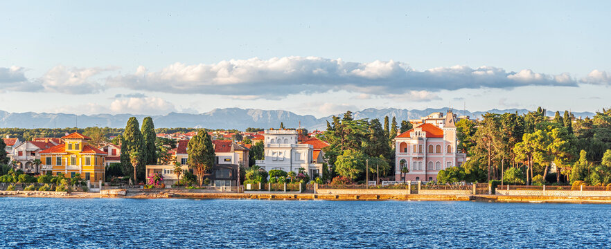 View from the sea to the city of Zadar in the region of Dalmatia in Croatia.