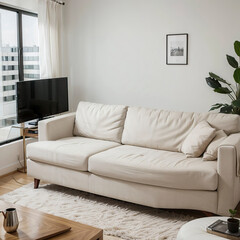 modern living room interior design with white sofa