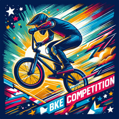 Fototapeta premium sport bike bmx low poly pop art poster template social media