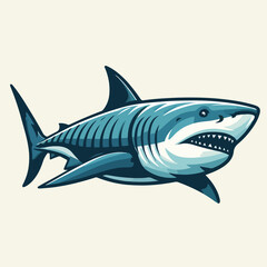 Obraz premium cartoon megalodon white shark clip art