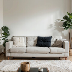 modern living room interior design with white sofa