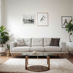 modern living room interior design with white sofa
