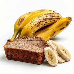 Banana Bread Loaf and Sliced Bananas