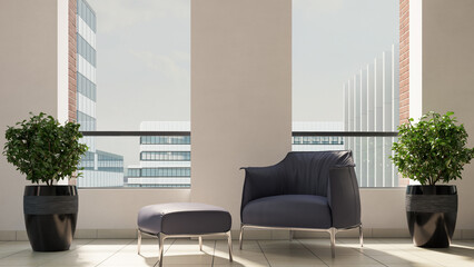 Large luxury modern bright interiors Living room mockup illustration 3D rendering image