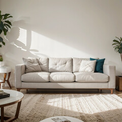 modern living room interior design with white sofa