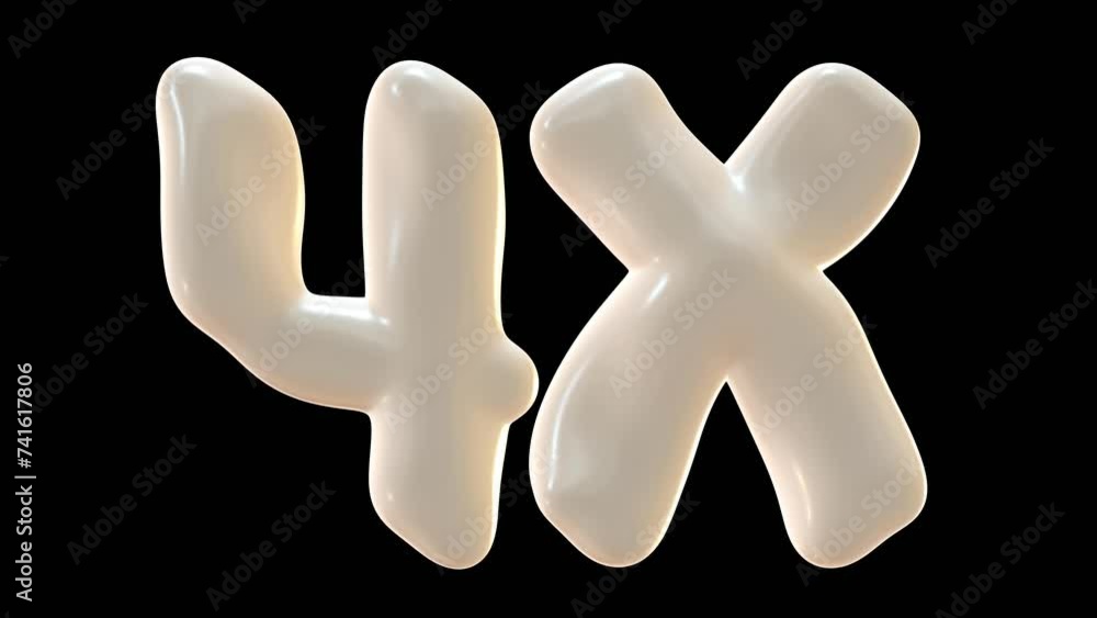Poster 4x with milky color isolated on transparent background. 3d animation for double and bonus concept