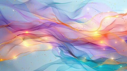 Elegant alcohol ink abstract fluid art painting, presenting transparent waves and golden swirls, creating a luxurious and dreamy wallpaper. Ideal for posters, banners, packaging, and printed materials