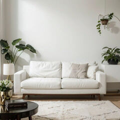 modern living room interior design with white sofa