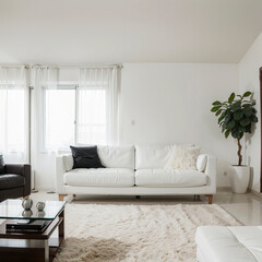 modern living room interior design with white sofa