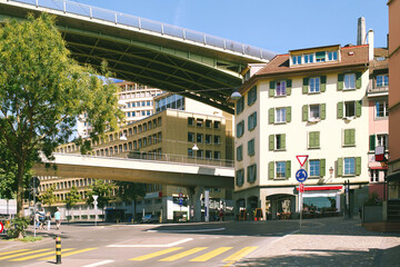 Rotillon square, Lausanne downtown, cantonn of Vaud, Switzerland - 741618637
