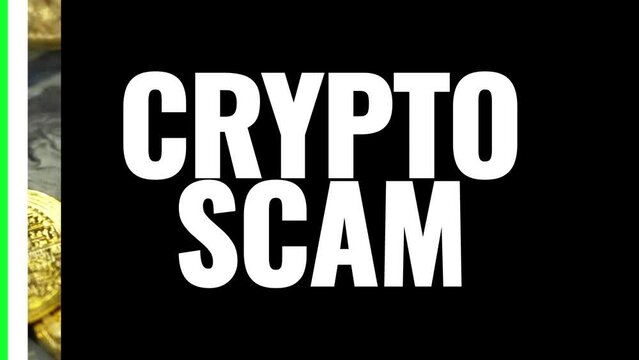 A dynamic CRYPTO SCAM news motion graphic background transition. 6 and 4 second options included. Green screen.  	