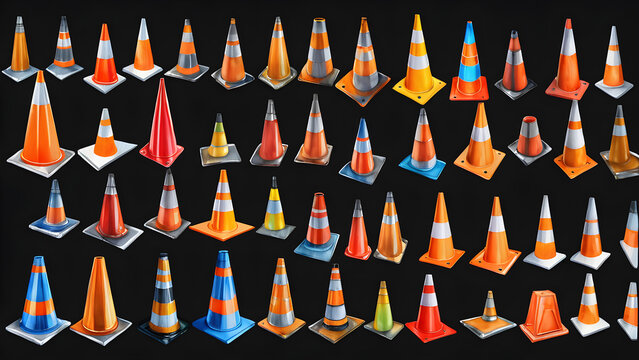 traffic cones isolated clipart hand drawn design elements isolated