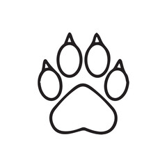 Set of animal paw print. Dog or cat footprint vector icon illustration Paw prints. Vector paw. Dog, puppy, cat, bear, wolf. Legs. Foot prints.