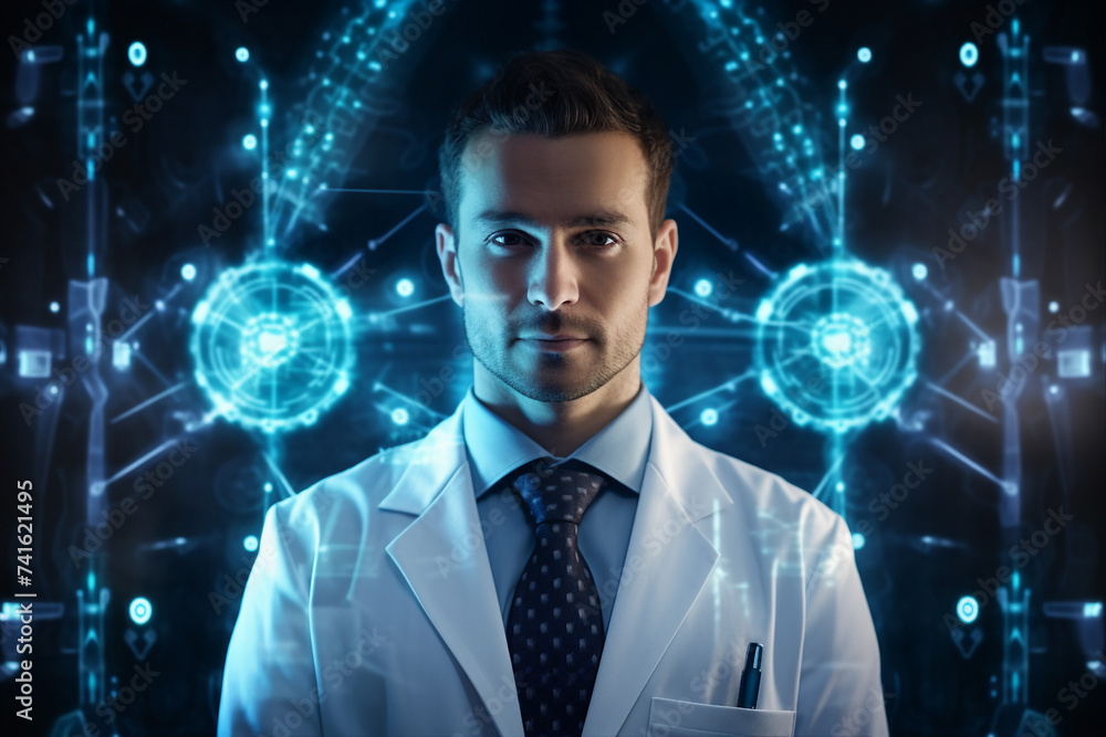 Aufkleber generated with ai image of scientist working and conducting research