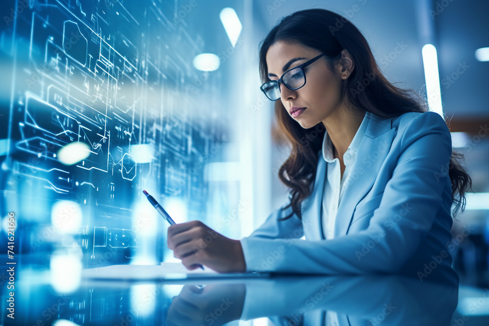 Poster scientist working in a modern laboratory created with generative ai