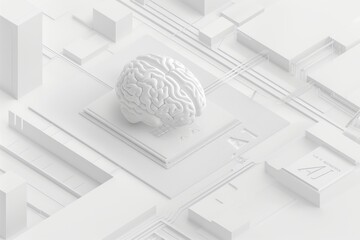 AI Brain Chip flexibility. Artificial Intelligence healthtech adoption human dementia mind circuit board. Neuronal network ecn smart computer processor central nervous system