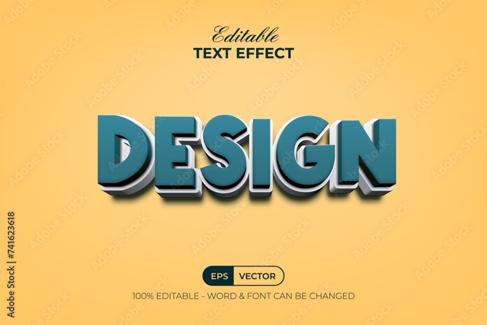 Poster design text effect 3d soft style. editable text effect vector template.