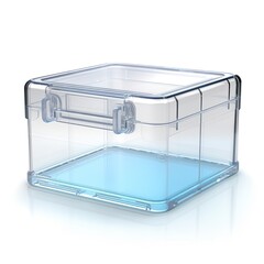 Clear plastic box with two compartments.