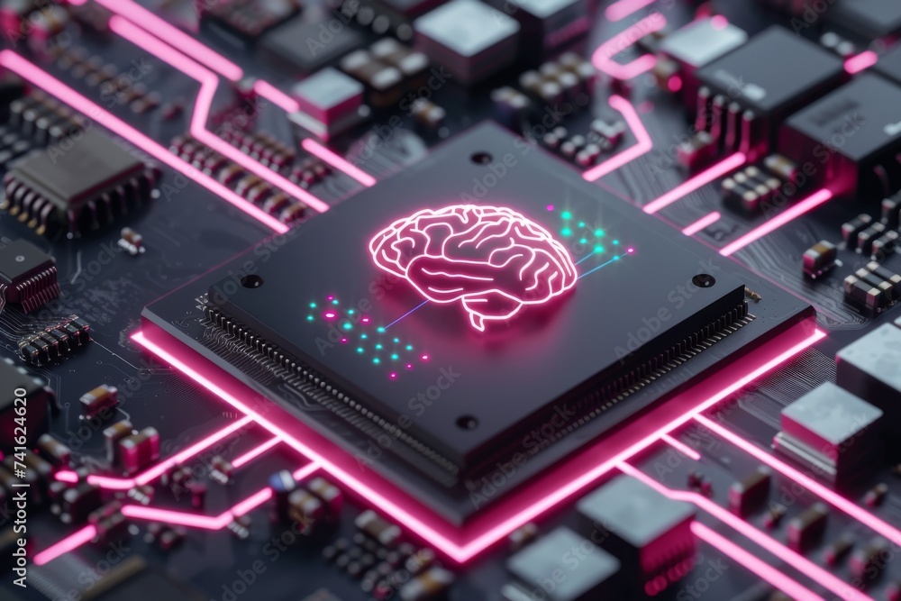 Poster ai brain chip reactive ion etching. artificial intelligence it training mind application service pro