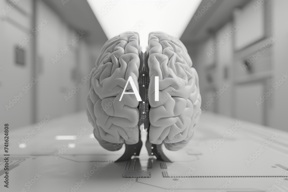 Poster ai brain chip brain training exercises. artificial intelligence stress management mind forward looki