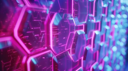 Obraz premium abstract Neon Hexagon Hive: A Vibrant Display of Electric Blue and Pink Honeycomb Patterns for a Futuristic Background