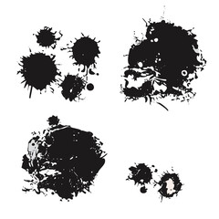 Vector Illustration of a Black Grunge Stencil with Splashes Set, Dirty Grunge paint splash pain splatter