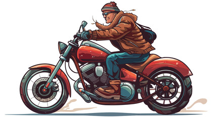 Obraz na płótnie Canvas Man riding Motor bike isolated vector style with