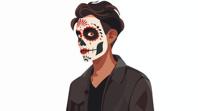 Man with Day of the Dead face paint vector flat i