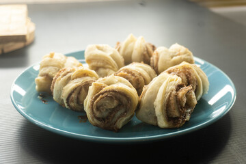 Puff pastry Cinnamon rolls. Pastry. food concept. diet