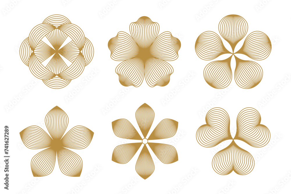 Poster Vector design elements and simple illustrations in simple linear style, packaging template, minimal designs for golden foil printing