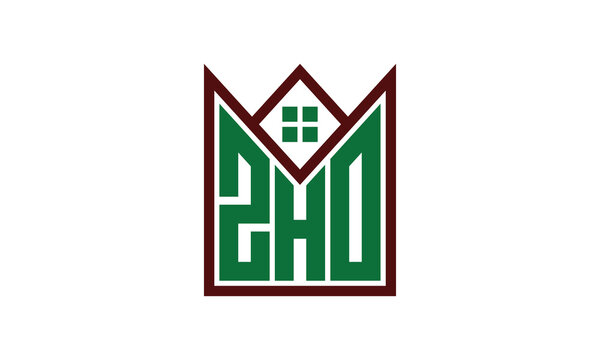 ZHO initial letter real estate builders logo design vector. construction ,housing, home marker, property, building, apartment, flat, compartment, business, corporate, house rent, rental, commercial