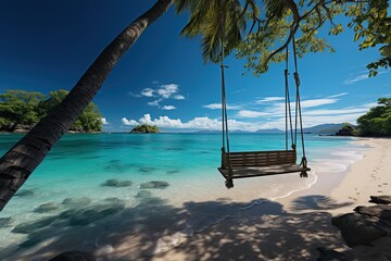 ocean beach with a swing