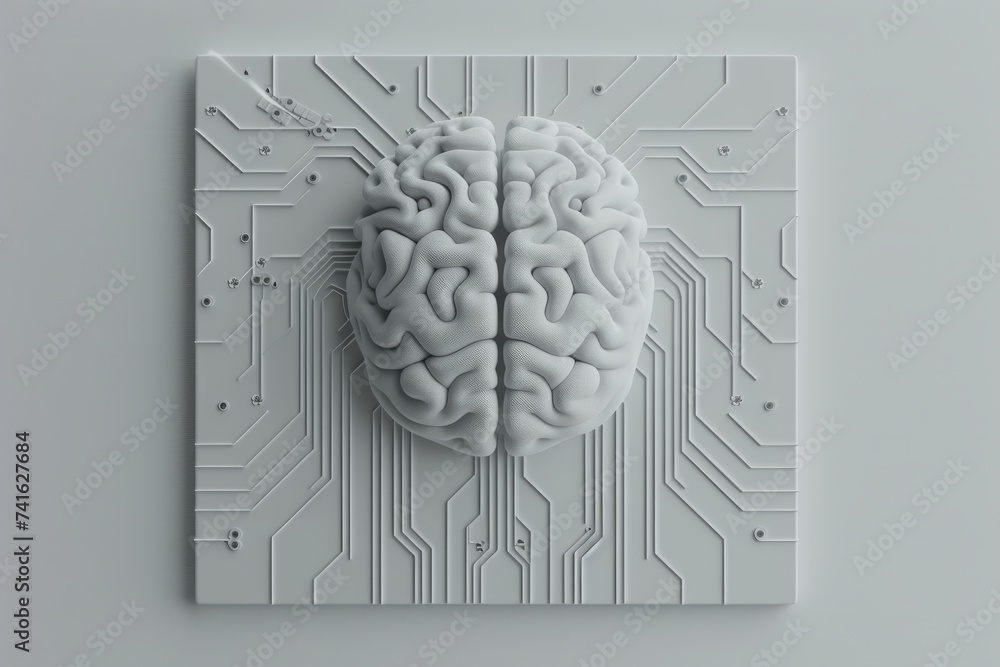Aufkleber ai brain chip 3d chip stacking. artificial intelligence healthtech innovation mind dan axon. semicon