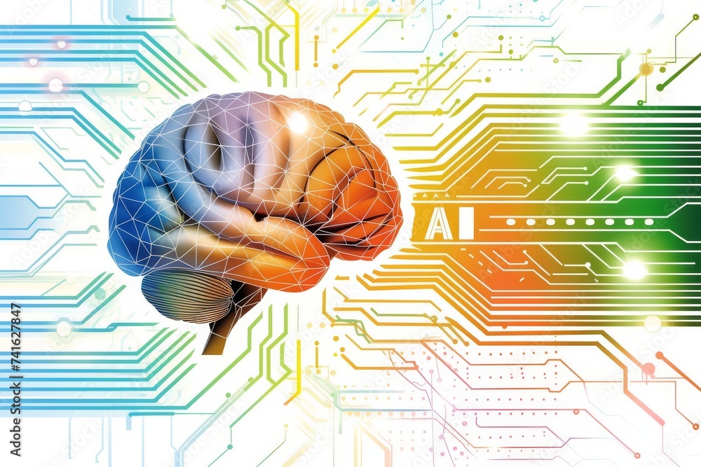 Aufkleber ai brain chip functional connectivity. artificial intelligence digital preservation mind mental shar