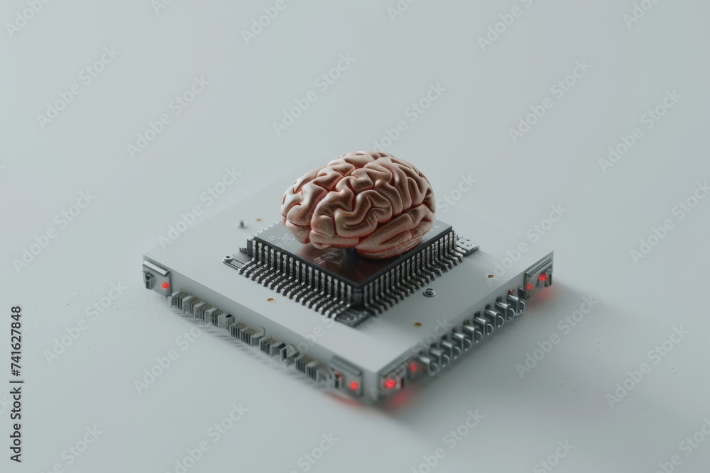 Aufkleber ai brain chip parallel computing. artificial intelligence natural language processing mind terahertz