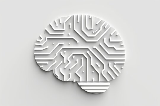 AI Brain Chip future success. Artificial Intelligence als human neuron mind circuit board. Neuronal network neon lime lush smart computer processor quantum resistant algorithm