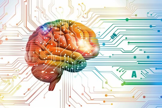 AI Brain Chip epitaxy. Artificial Intelligence first fit allocation human rpa mind circuit board. Neuronal network brainwave driven device smart computer processor file server