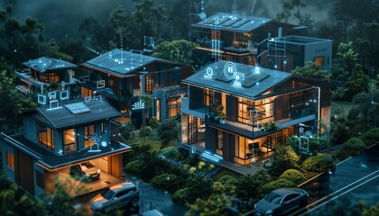 Fototapeta na wymiar AI-Driven Sustainable Living Solutions, AI-driven sustainable living solutions with an image showing smart home technologies optimizing energy usage, AI